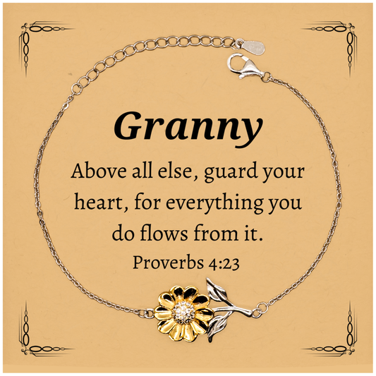 granny sunflower bracelet inspirational engraved jewelry for birthday christmas and holidays