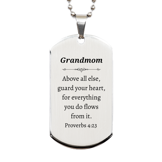 grandmom silver dog tag inspirational proverbs 4 23 engraved gift for birthday christmas graduation veterans day easter unique jewelry for grandmom