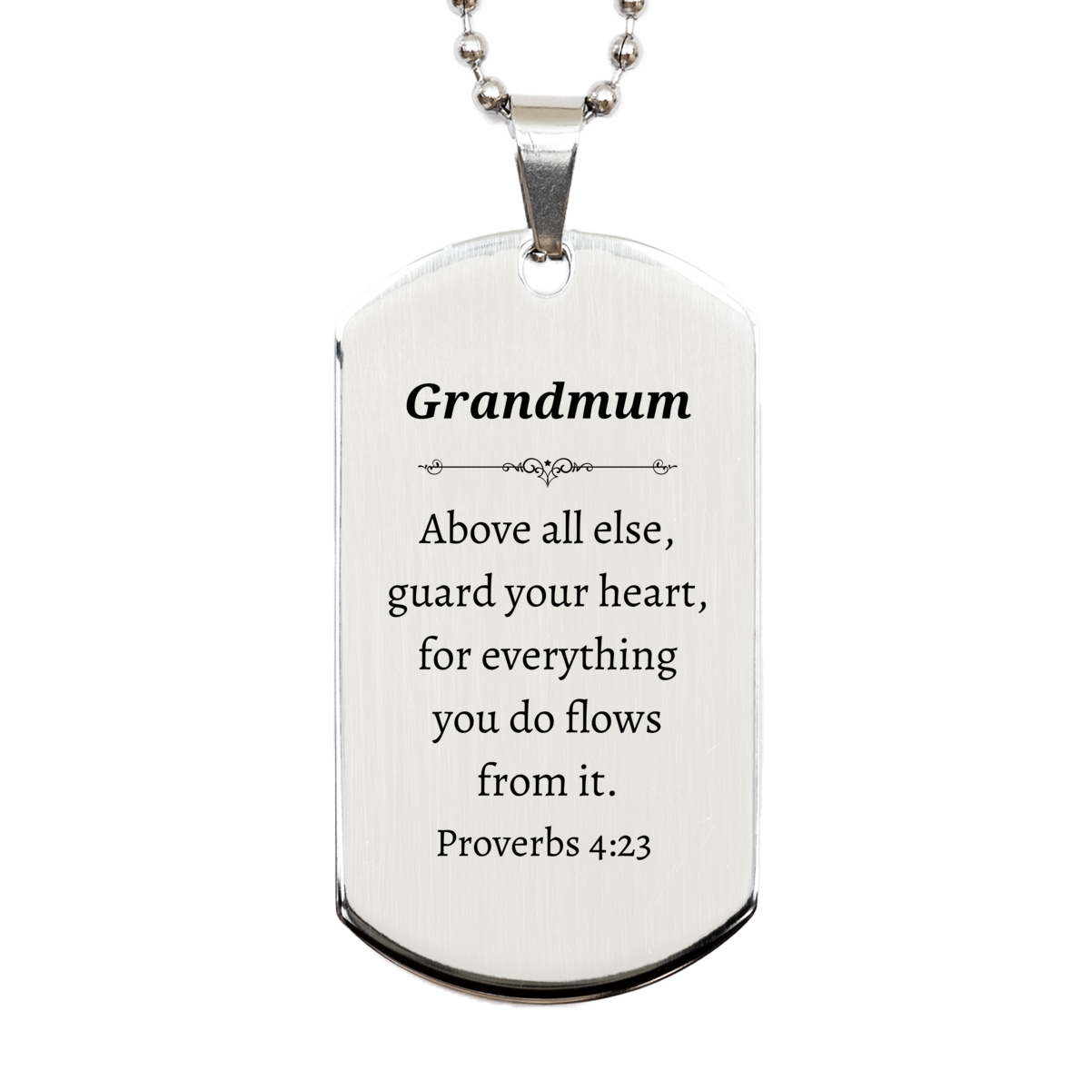grandmum silver dog tag engraved inspirational proverbs 4 23 gift for grandmum on christmas birthday and any special occasion