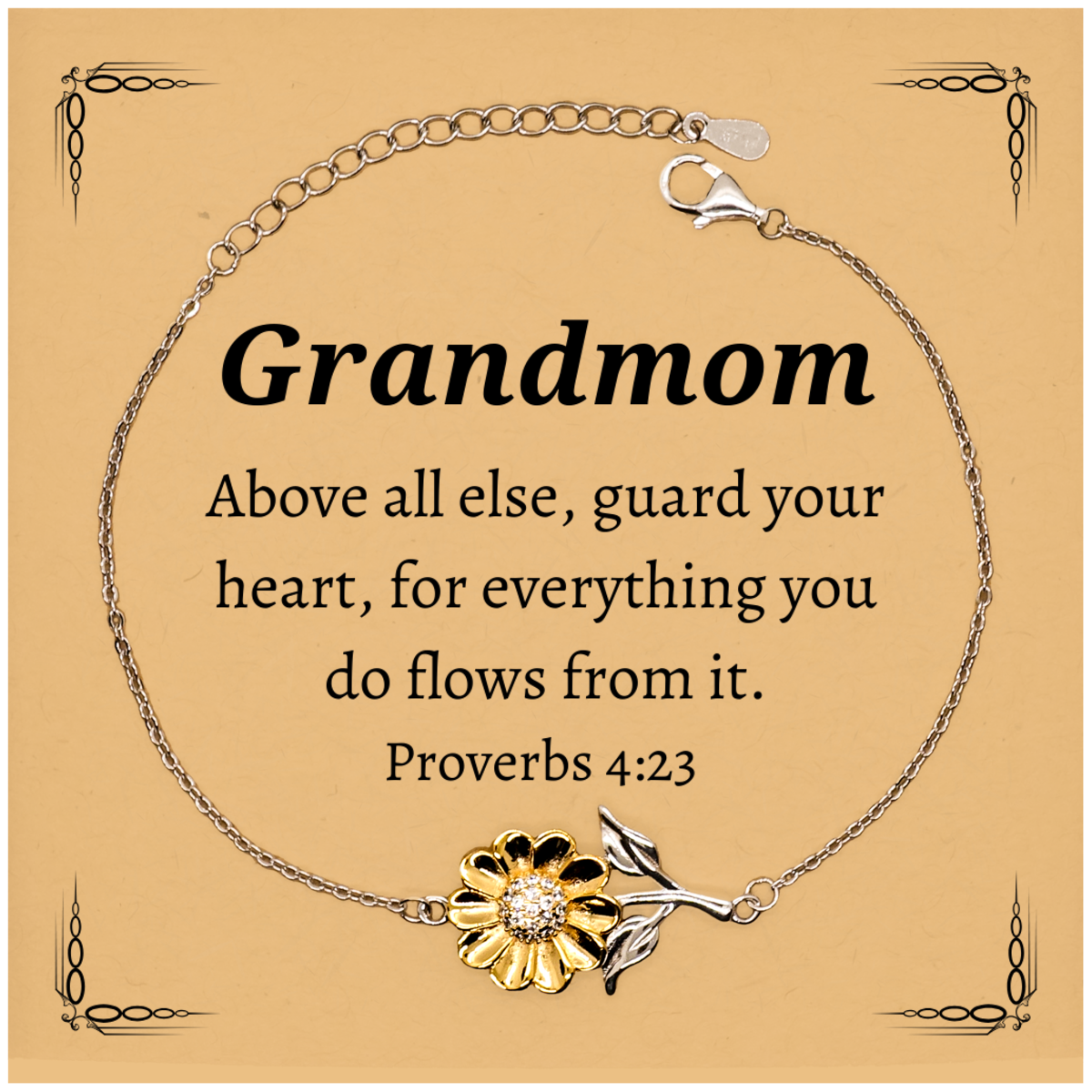 grandmom sunflower bracelet guard your heart proverbs 4 23 inspirational gift for birthday christmas easter and more