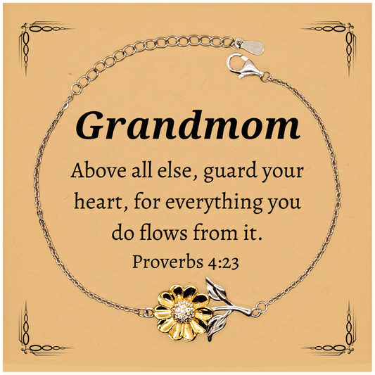 grandmom sunflower bracelet guard your heart proverbs 4 23 inspirational gift for birthday christmas easter and more