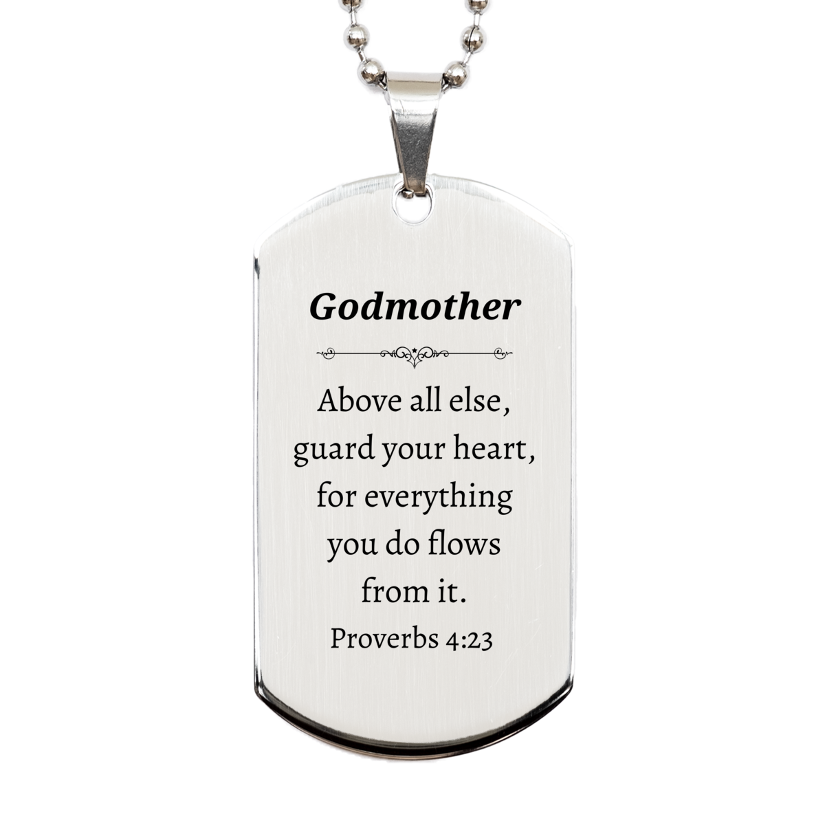 godmother engraved silver dog tag guard your heart inspirational necklace perfect gift for birthday christmas or graduation