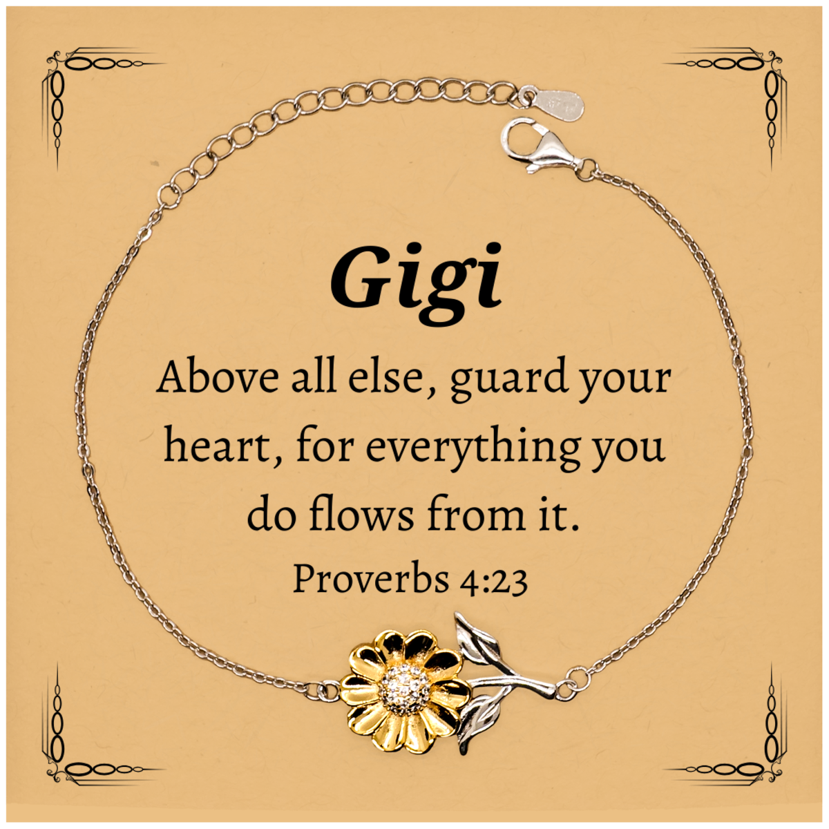 unique sunflower bracelet gigi guard your heart engraved inspirational jewelry for birthday christmas and graduation gifts