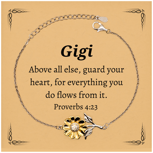unique sunflower bracelet gigi guard your heart engraved inspirational jewelry for birthday christmas and graduation gifts