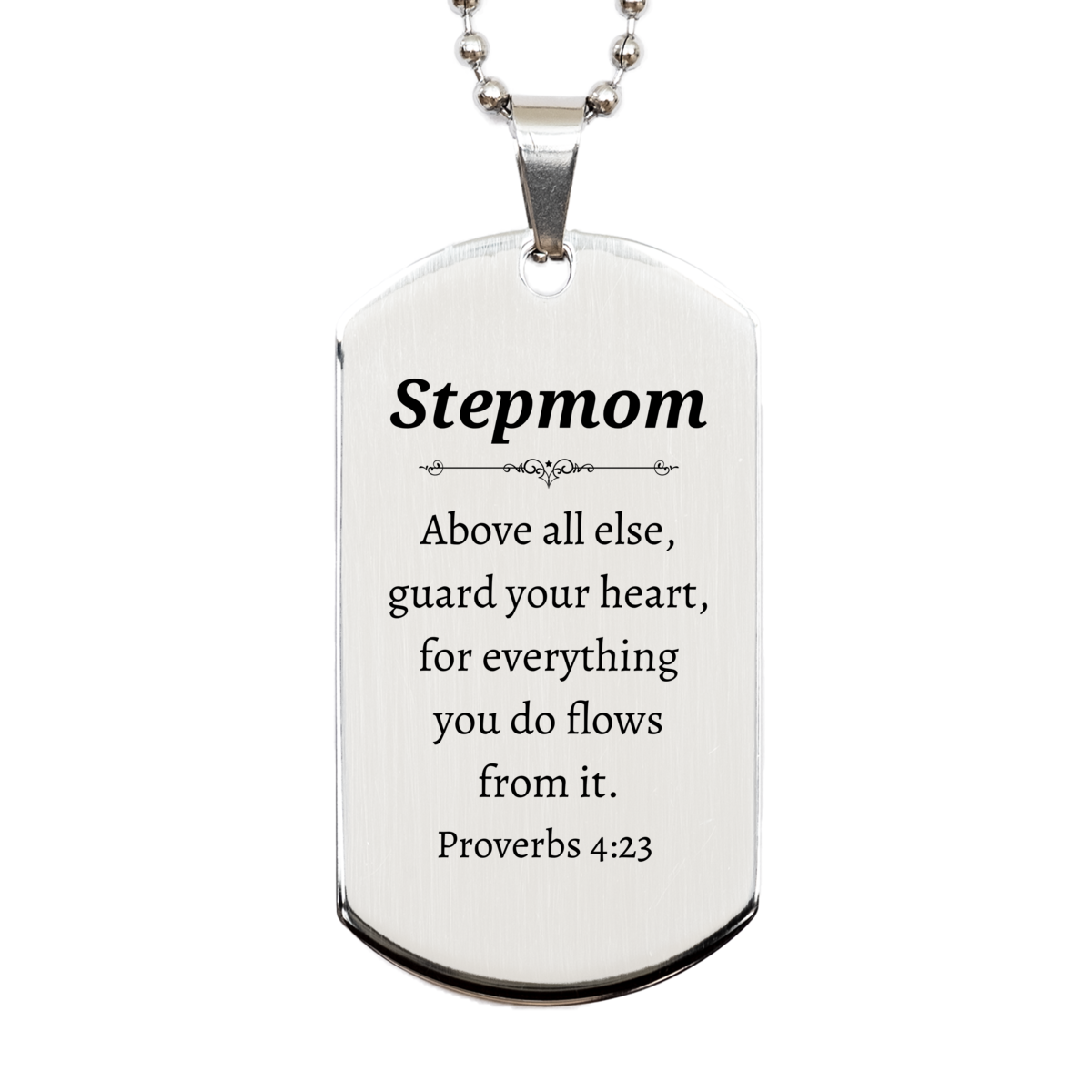 personalized engraved silver dog tag step mom above all else guard your heart for every action flows from it inspirational gift for mothers day christmas birthday