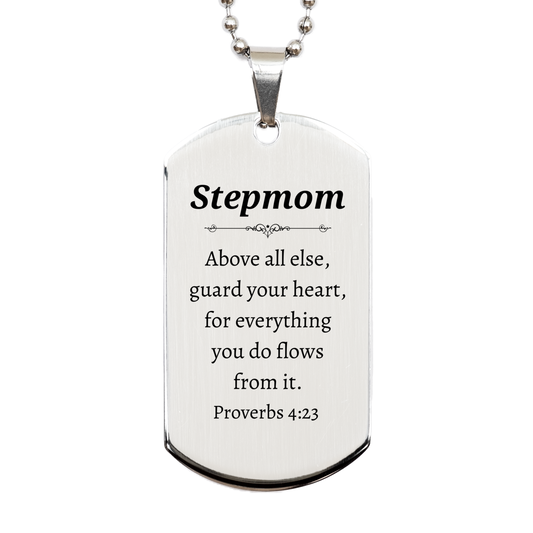 personalized engraved silver dog tag step mom above all else guard your heart for every action flows from it inspirational gift for mothers day christmas birthday