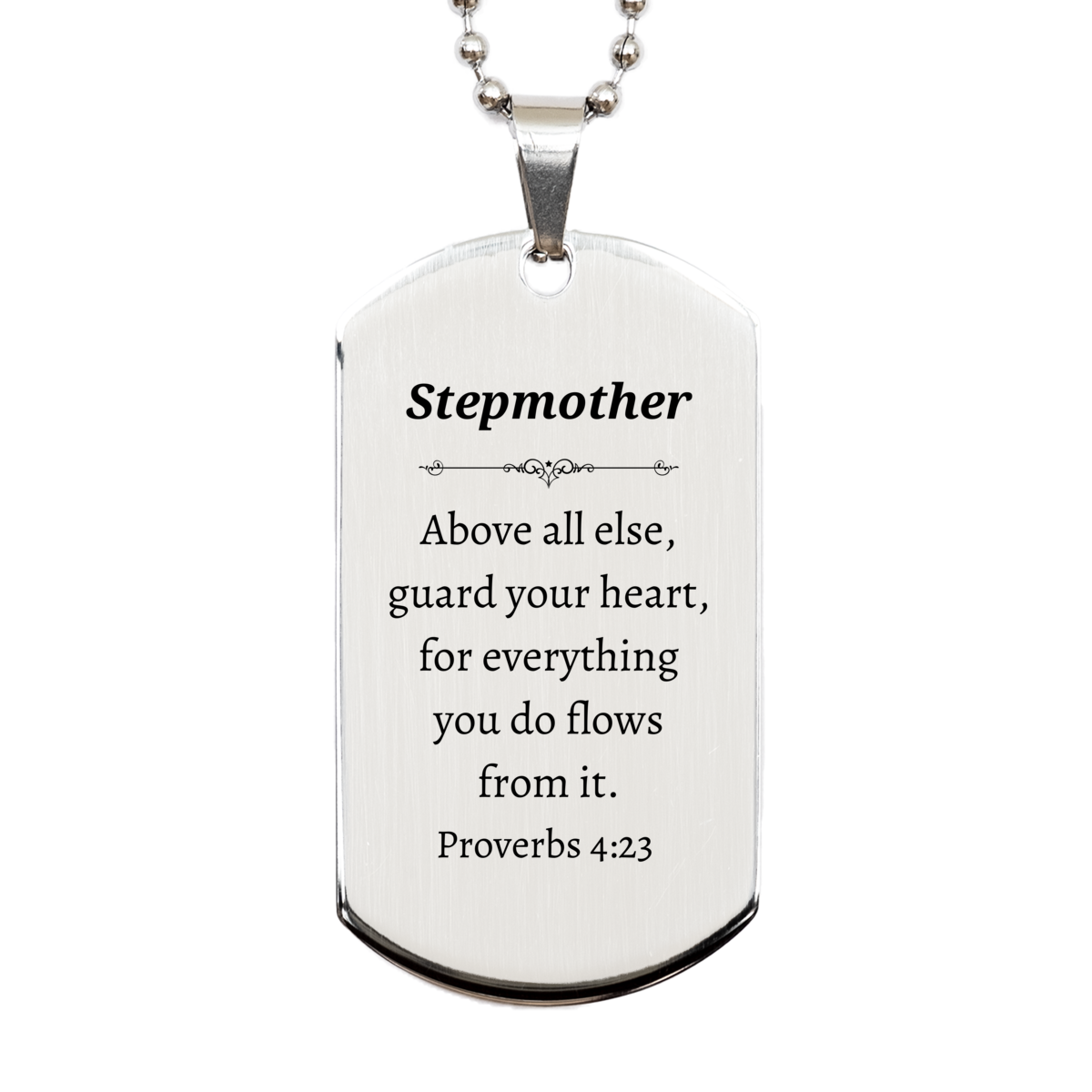 stepmother engraved silver dog tag guard your heart inspirational necklace for stepmom birthday gift