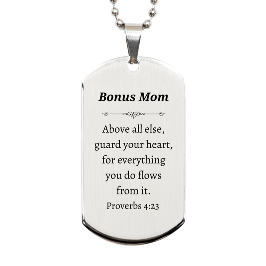 silver dog tag bonus mom proverbs 4 23 engraved inspirational gift for mothers day birthday christmas and beyond