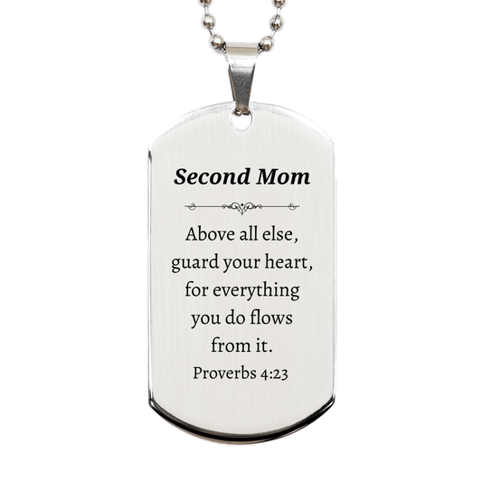 silver dog tag second mother engraved inspirational gift proverbs 4 23