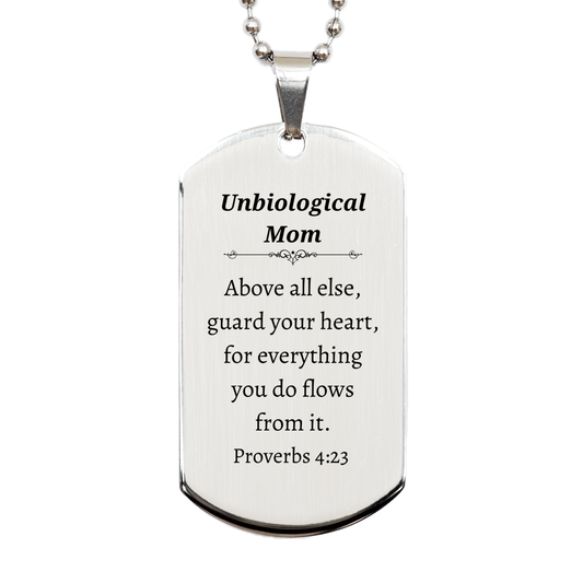 unbiological mom silver dog tag guard your heart inspirational gift for mothers day birthday christmas