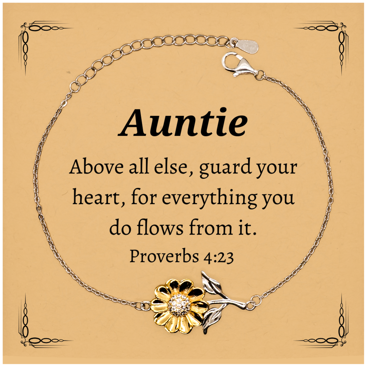 sunflower bracelet auntie gift guard your heart proverbs 4 23 inspirational jewelry birthday christmas