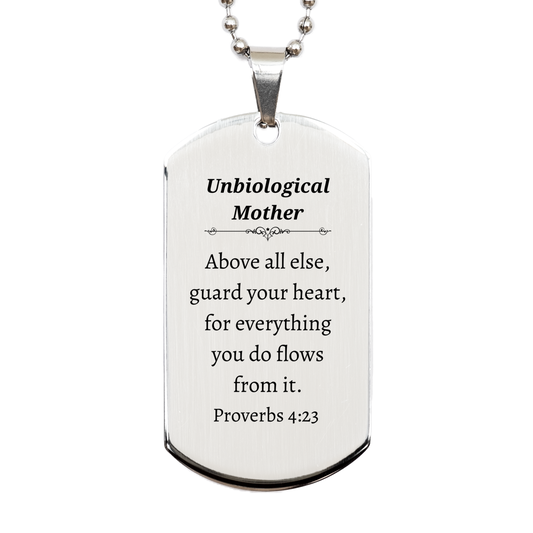 unbiological mother silver dog tag guard your heart inspirational gift for mothers day and birthday