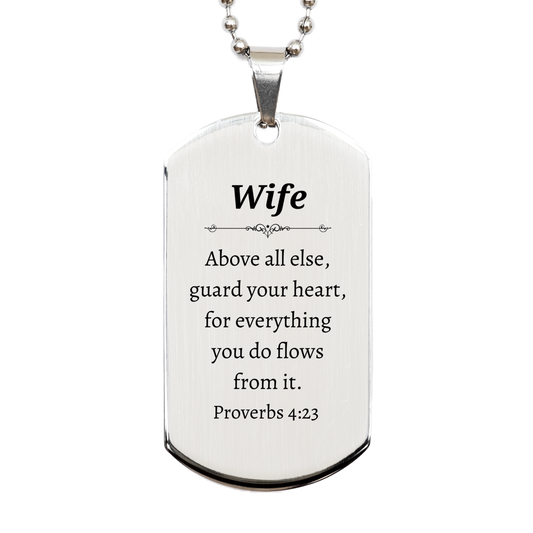 unique silver dog tag for wife inspirational proverbs 4 23 engraved jewelry gift