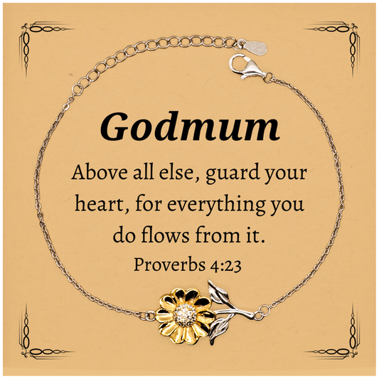 godmum sunflower bracelet engraved inspirational gift for birthday graduation holidays above all else guard your heart