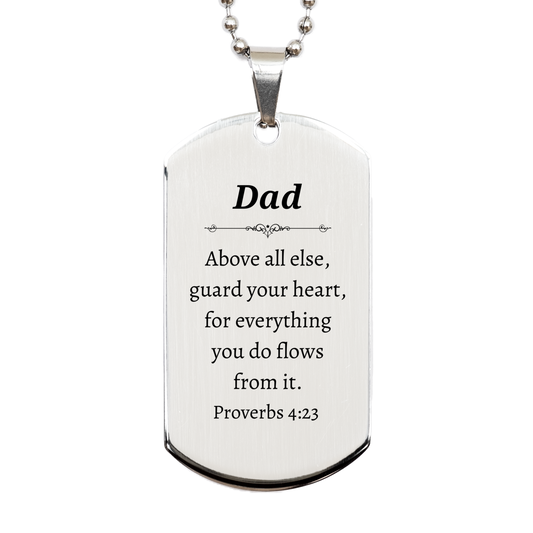 silver dog tag dad inspirational engraved pendant for fathers proverbs 4 23 perfect fathers day gift idea for dad from daughter or son