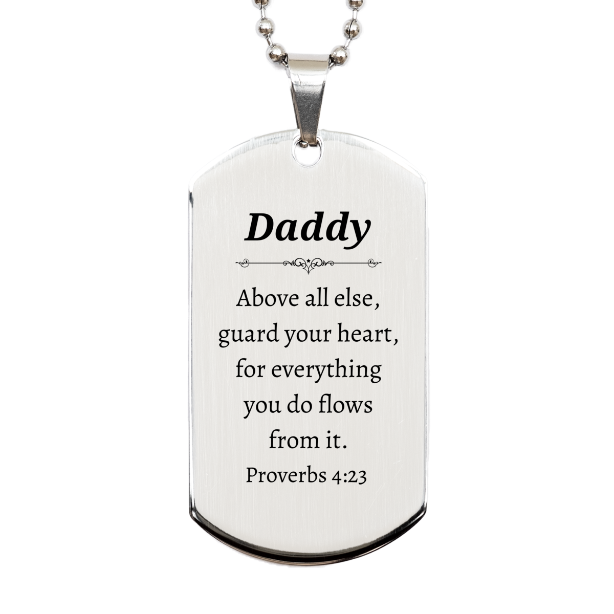 daddy dog tag engraved religious proverbs 4 23 inspirational gift for dad on christmas birthday fathers day silver dog tag with meaningful quote for daddy