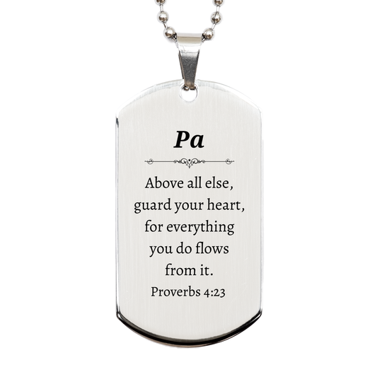 silver dog tag military necklace guard your heart inspirational engraved pendant for veterans day graduation birthday gifts proverbs 4 23