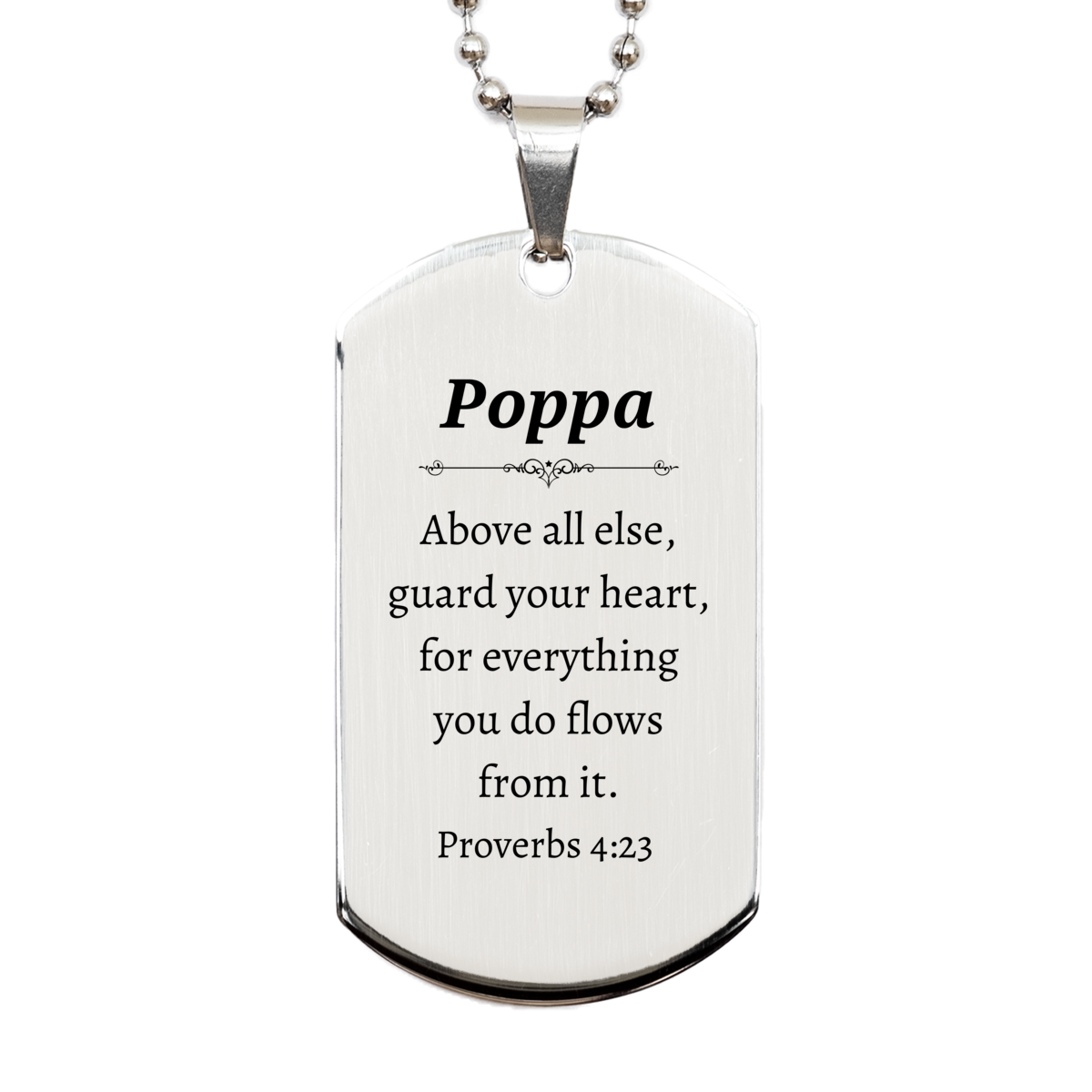poppa engraved silver dog tag guard your heart inspirational gift for poppa fathers day christmas birthday veterans day