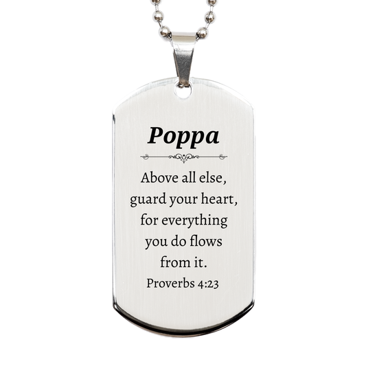 poppa engraved silver dog tag guard your heart inspirational gift for poppa fathers day christmas birthday veterans day