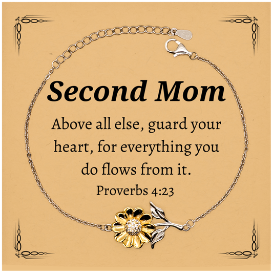 sunflower bracelet for second mom engraved inspirational proverbs 4 23 gift for birthday christmas easter unique confidence jewelry for women