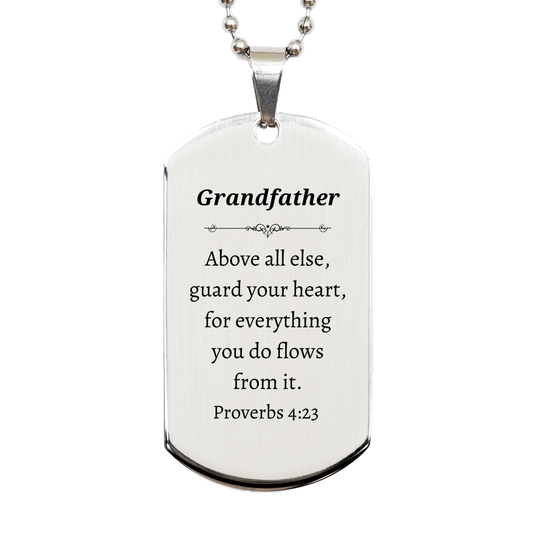 grandfather engraved silver dog tag guard your heart inspirational gift for birthday christmas veterans day