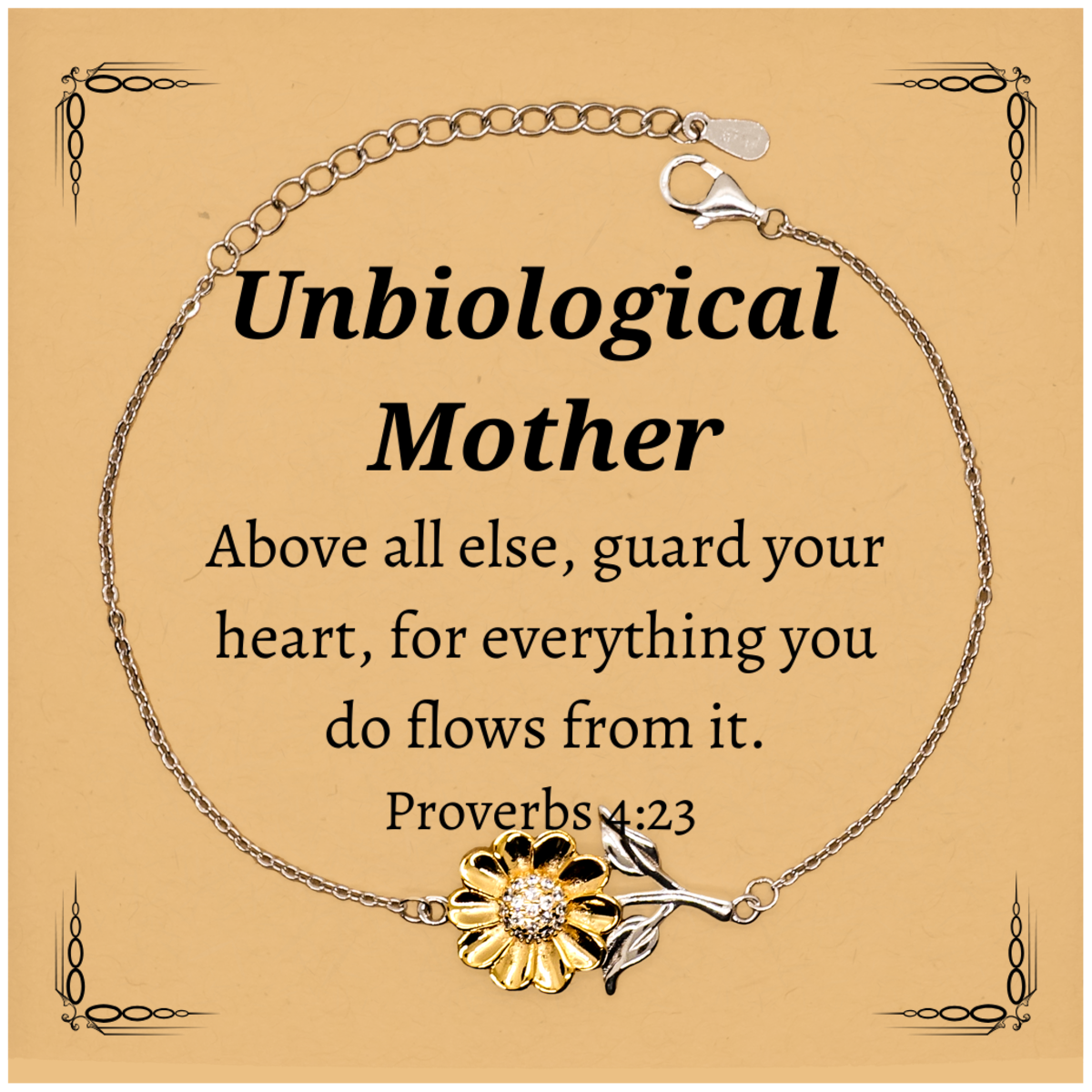 unbiological mother sunflower bracelet guard your heart with inspirational engraved jewelry for mothers day birthday christmas and graduation gifts