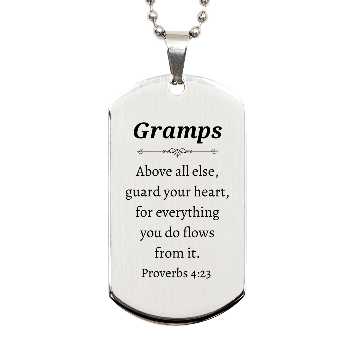 gramps engraved silver dog tag inspirational proverbs 4 23 gift for veterans day birthday christmas guard your heart above all else