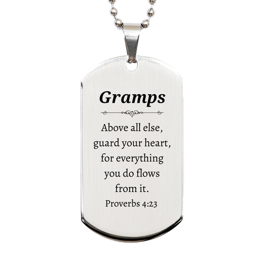 gramps engraved silver dog tag inspirational proverbs 4 23 gift for veterans day birthday christmas guard your heart above all else