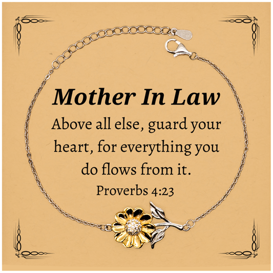 mother in law sunflower bracelet guard your heart inspirational gift for birthday christmas and graduation