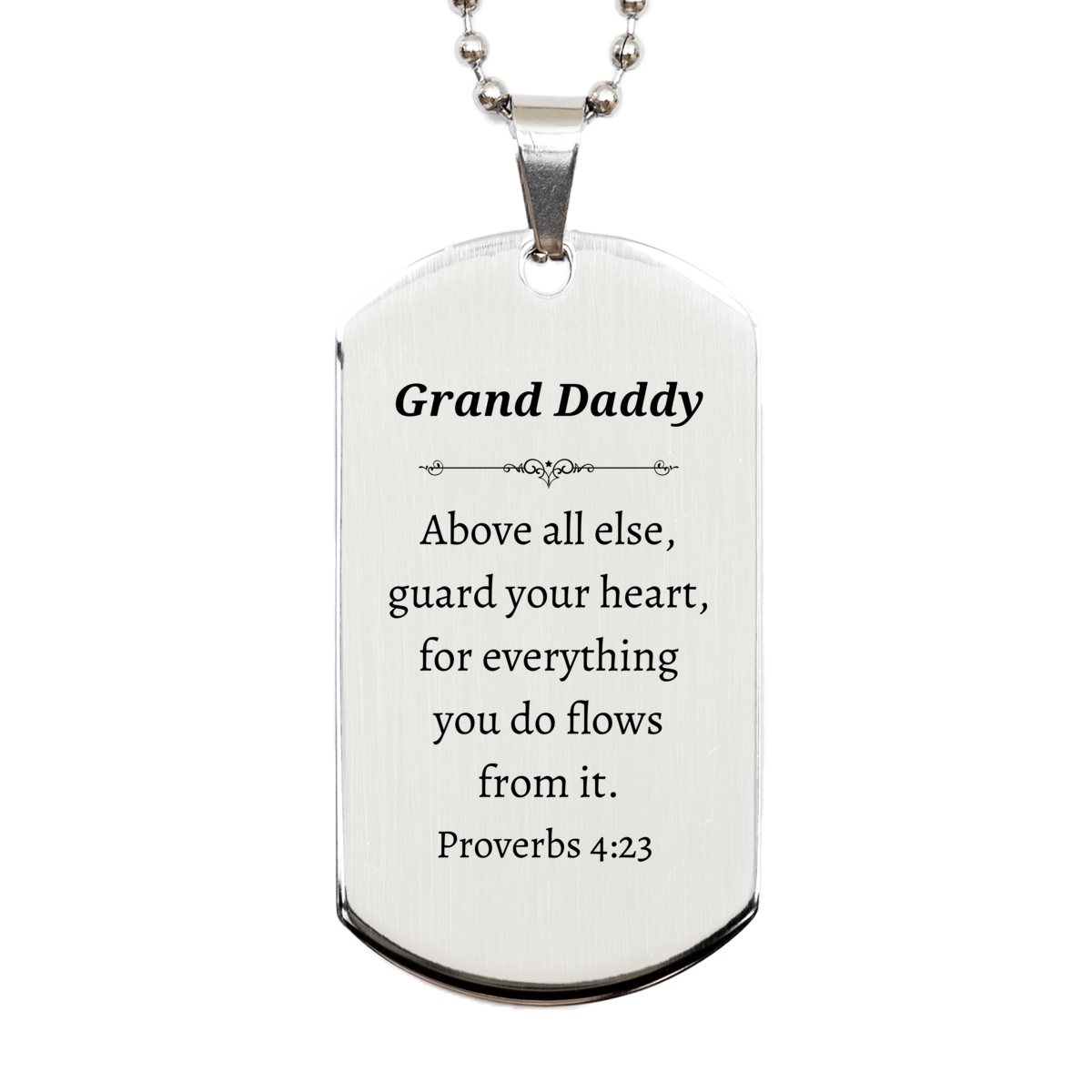 grand daddy engraved silver dog tag guard your heart inspirational gift for veterans day and graduation