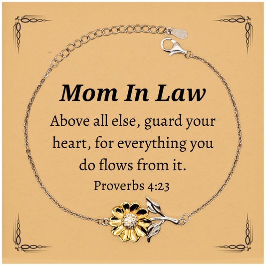 sunflower bracelet for mom in law guard your heart with inspirational proverbs 4 23 gift for birthday christmas mothers day and more