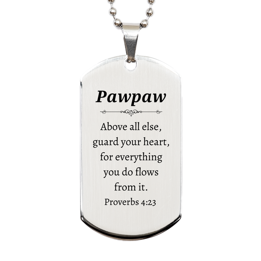 pawpaw inspirational silver dog tag engraved with proverbs 4 23 perfect for christmas birthday and veterans day gifts
