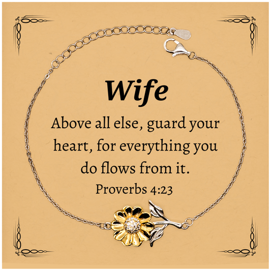 sunflower bracelet for wife engraved proverbs quote inspirational gift for her birthday christmas graduation wifes heartguard and hope