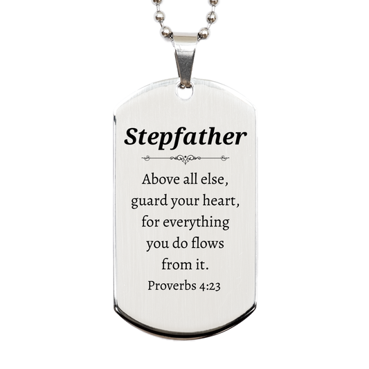 stepfather engraved silver dog tag guard your heart inspirational gift for birthday christmas holidays veterans day