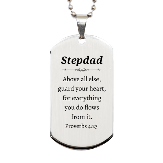 stepdad silver dog tag guard your heart proverbs 4 23 engraved inspirational gift for birthday and christmas