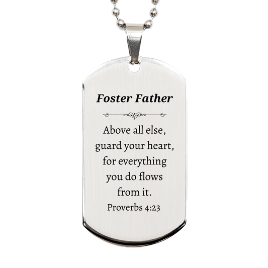 unique silver dog tag for foster father guard your heart proverbs 4 23 inspirational fathers day gift
