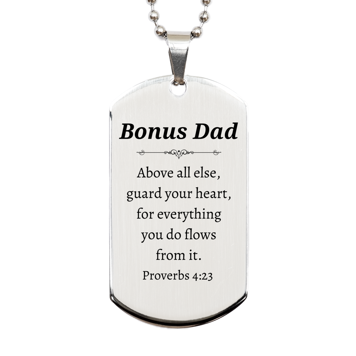 bonus dad silver engraved dog tag inspirational proverbs 4 23 gift for fathers day birthday christmas unique dad tag to guard your heart with confidence