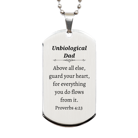 unbiological dad silver dog tag inspirational proverbs 4 23 engraved gift for fathers day birthday christmas veterans day confidence and hope for him