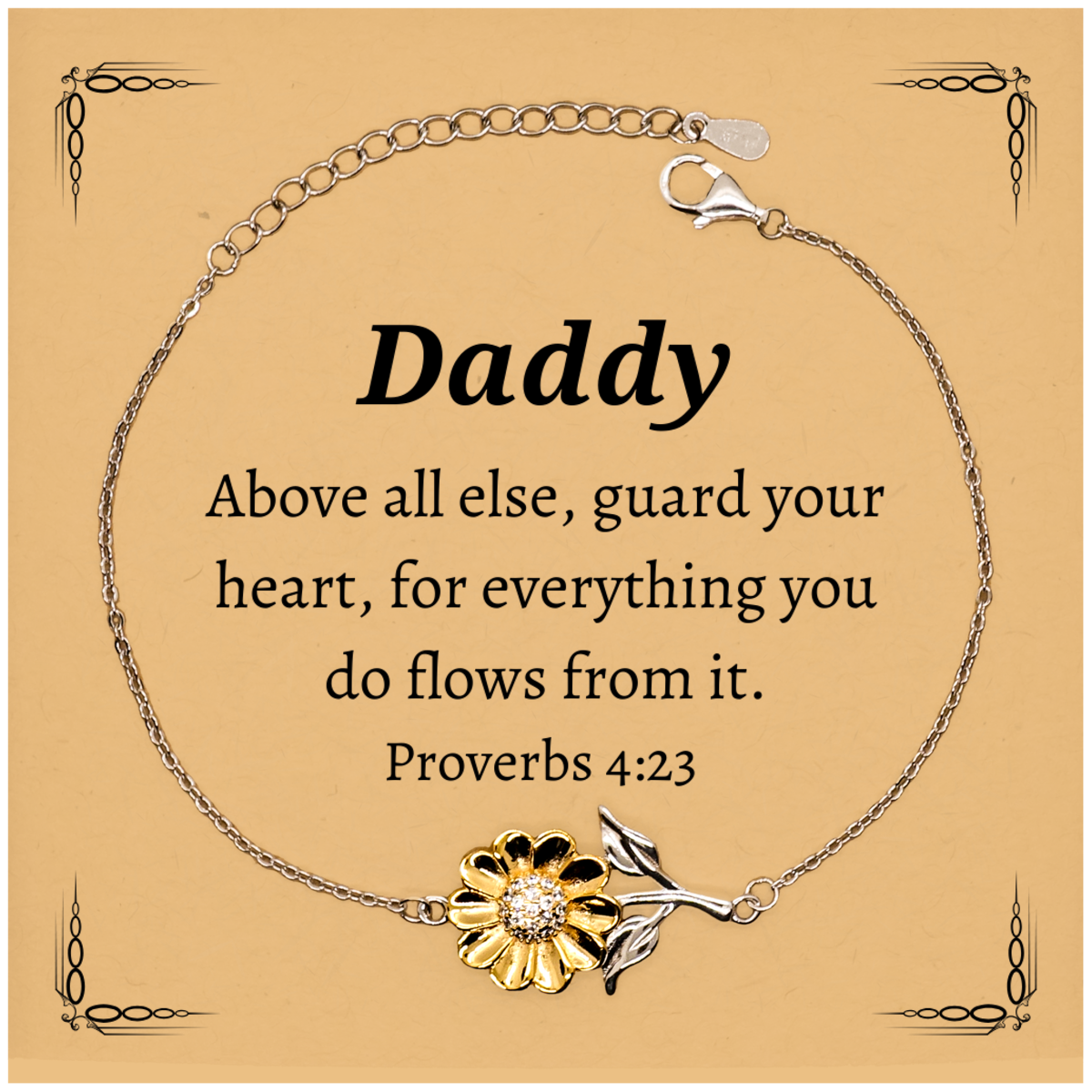 daddy sunflower bracelet guard your heart engraved inspirational gift for christmas birthday holidays graduation veterans day confidence hope