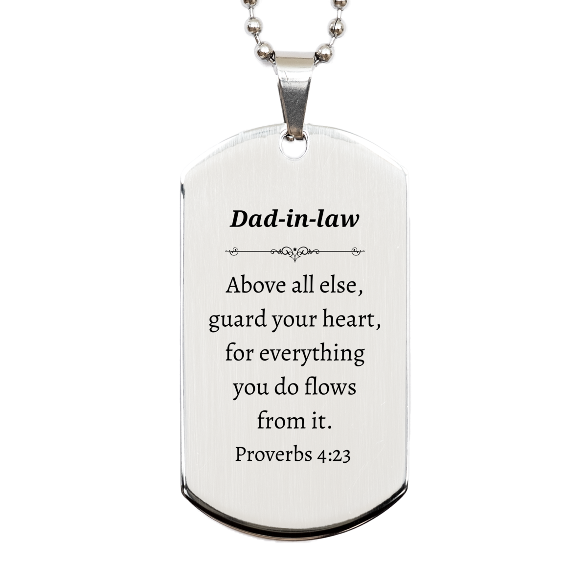 engraved silver dog tag dad in law inspirational proverbs 4 23 gift for birthday or christmas