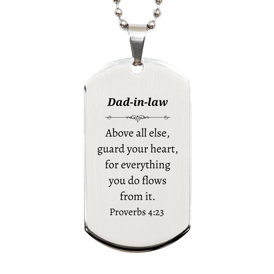 engraved silver dog tag dad in law inspirational proverbs 4 23 gift for birthday or christmas