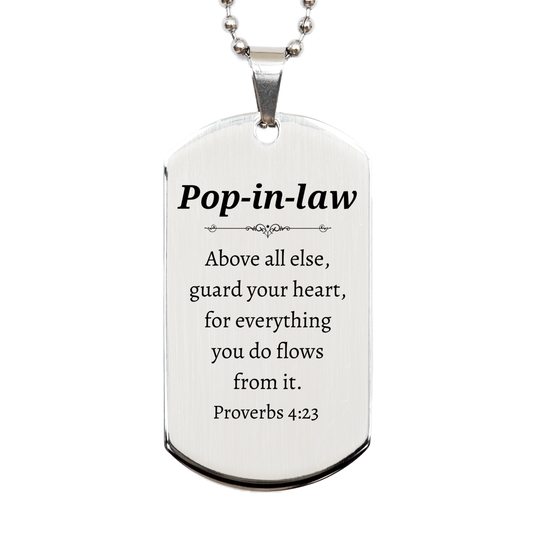 pop in law engraved silver dog tag perfect christmas gift for him proverbs 4 23
