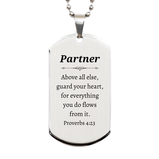 partner silver dog tag guard your heart inspirational gift for veterans day christmas graduation love hope confidence