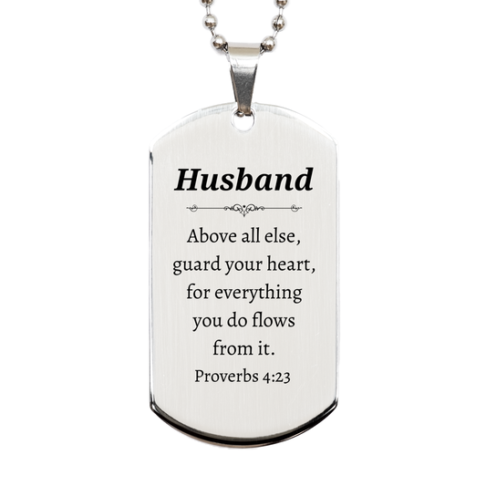 silver dog tag for husband guard your heart proverbs 4 23 inspirational gift for birthday christmas graduation veterans day and more