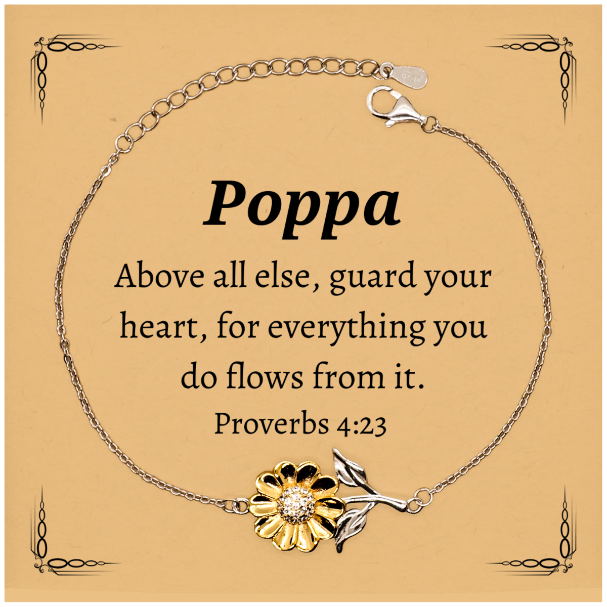 guard your heart sunflower bracelet inspirational gift for poppa graduation hope and confidence christmas veterans day