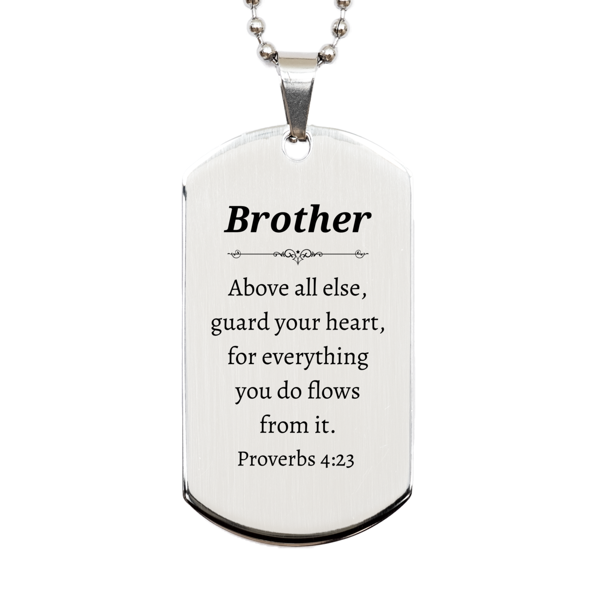 brother engraved silver dog tag guard your heart inspirational gift for him birthday christmas graduation veterans day easter confidence and hope