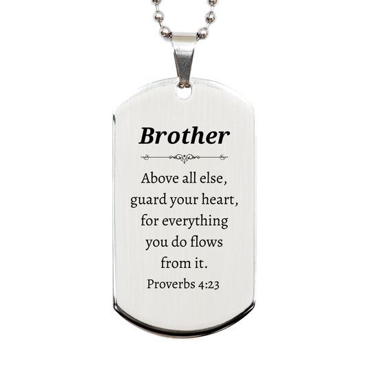 brother engraved silver dog tag guard your heart inspirational gift for him birthday christmas graduation veterans day easter confidence and hope
