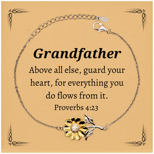 grandfather sunflower bracelet engraved proverbs 4 23 inspirational gift birthday easter veterans day