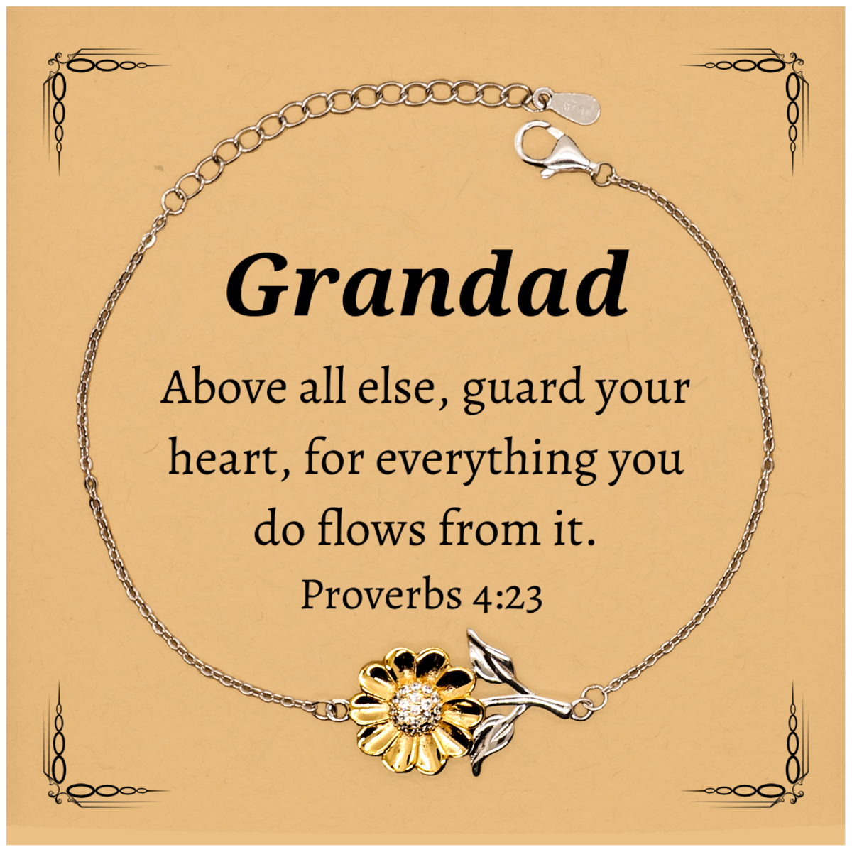 grandad sunflower bracelet engraved inspirational proverbs 4 23 gift for birthday christmas veterans day and easter