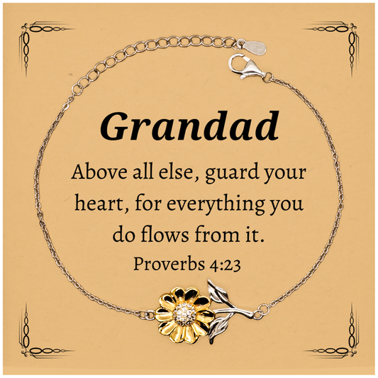 grandad sunflower bracelet engraved inspirational proverbs 4 23 gift for birthday christmas veterans day and easter